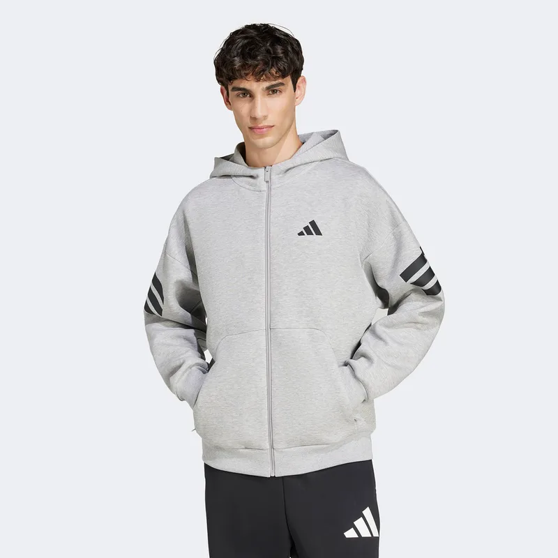 ADIDAS FUTURE ICONS 3-STRIPES FULL-ZIP HOODIE ΓΚΡΙ