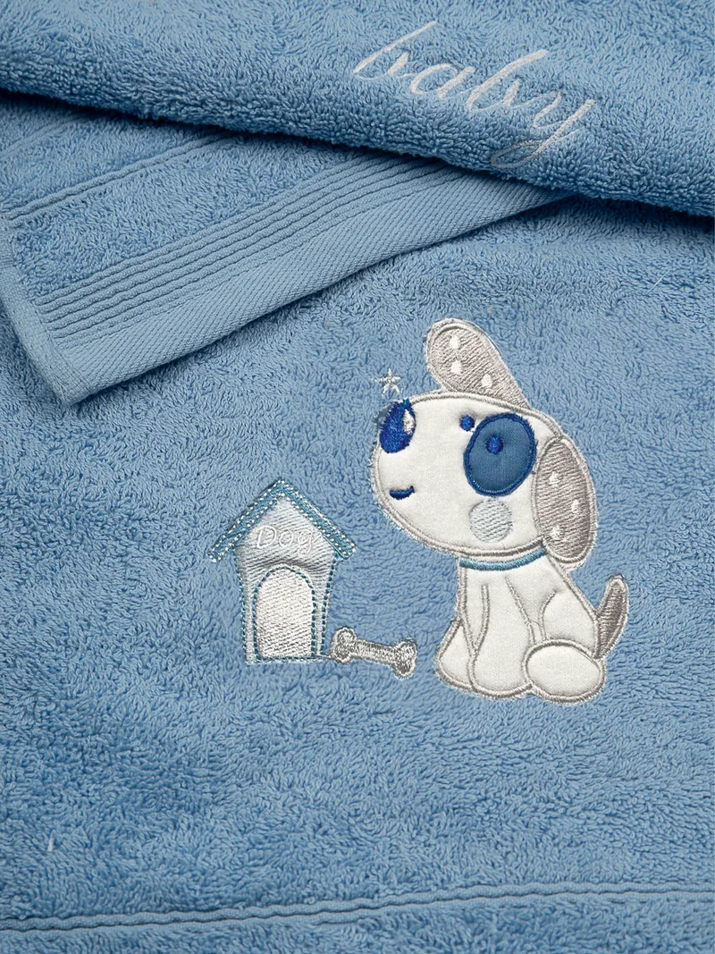 Παιδικές Πετσέτες (Σετ 2 Τμχ) Sunshine Κεντητές Dog 07 Blue/Blue