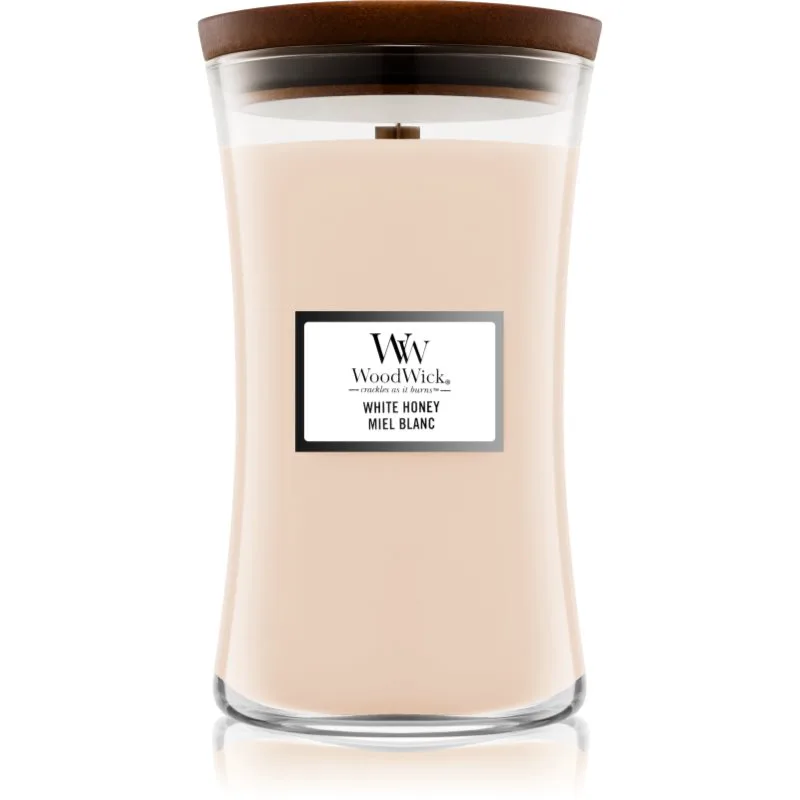 Woodwick White Honey αρωματικό κερί με ξύλινο φιτίλι 609.5 γρ