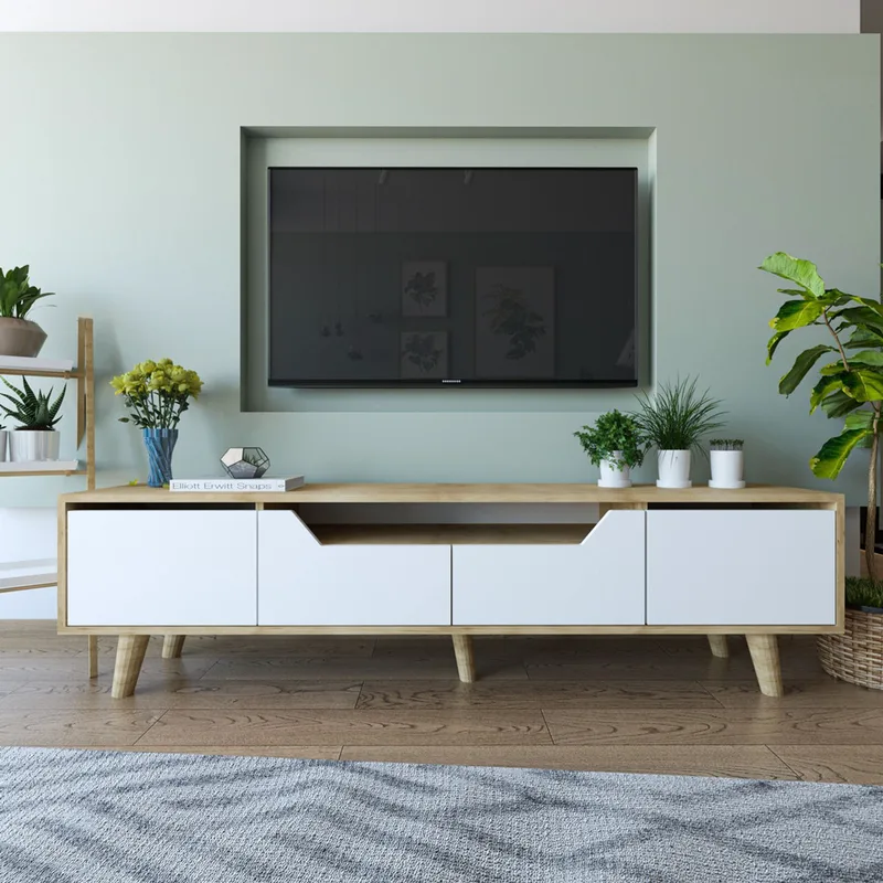 Έπιπλο Τηλεόρασης Roma 180 - Sapphire Oak, White 469Orn1712 (180x48x29,8 cm)