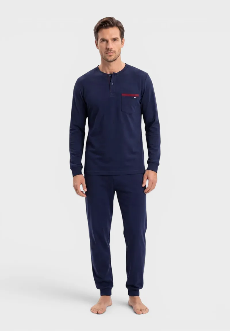 Nina Club Urban Relax Ανδρική Πιτζάμα 100% Βαμβακερή Μπλέ NC27760-1-Μπλε