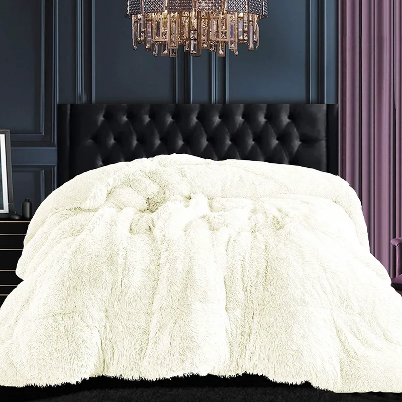 Γούνινο Κουβερτοπάπλωμα Μονό (170x220) Silk Fashion Malliaro Ivory