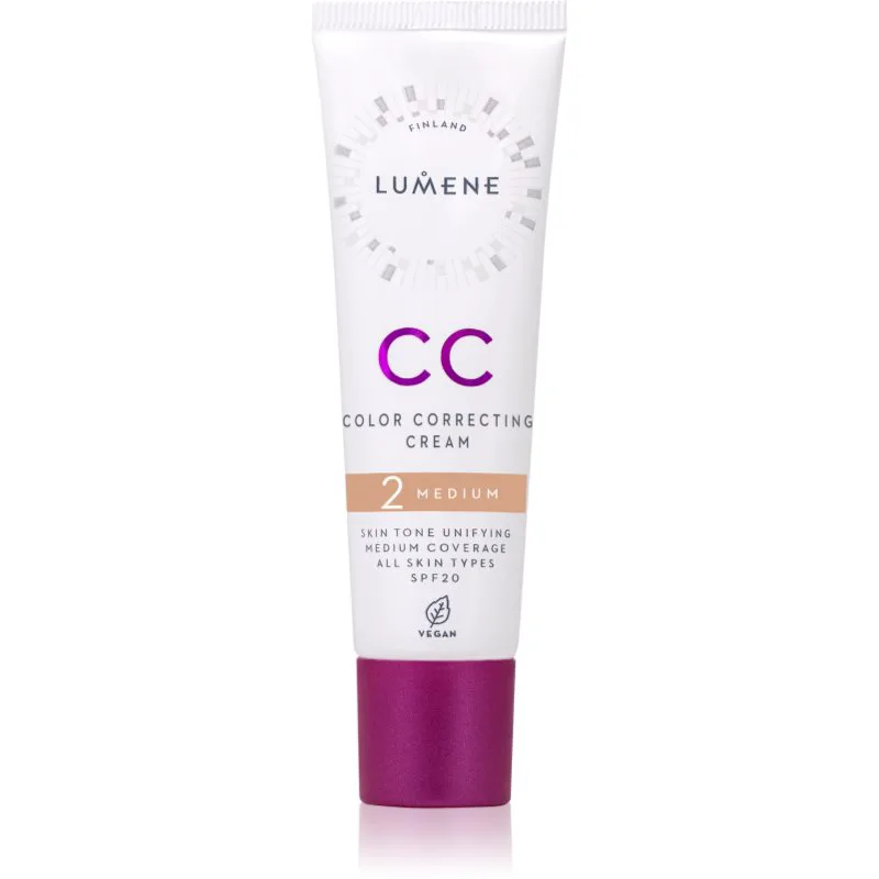 Lumene CC Color Correcting Cream CC κρέμα για ομοιόμορφο τόνο της επιδερμίδας SPF 20 απόχρωση 2 Medium (Cool) 30 ml