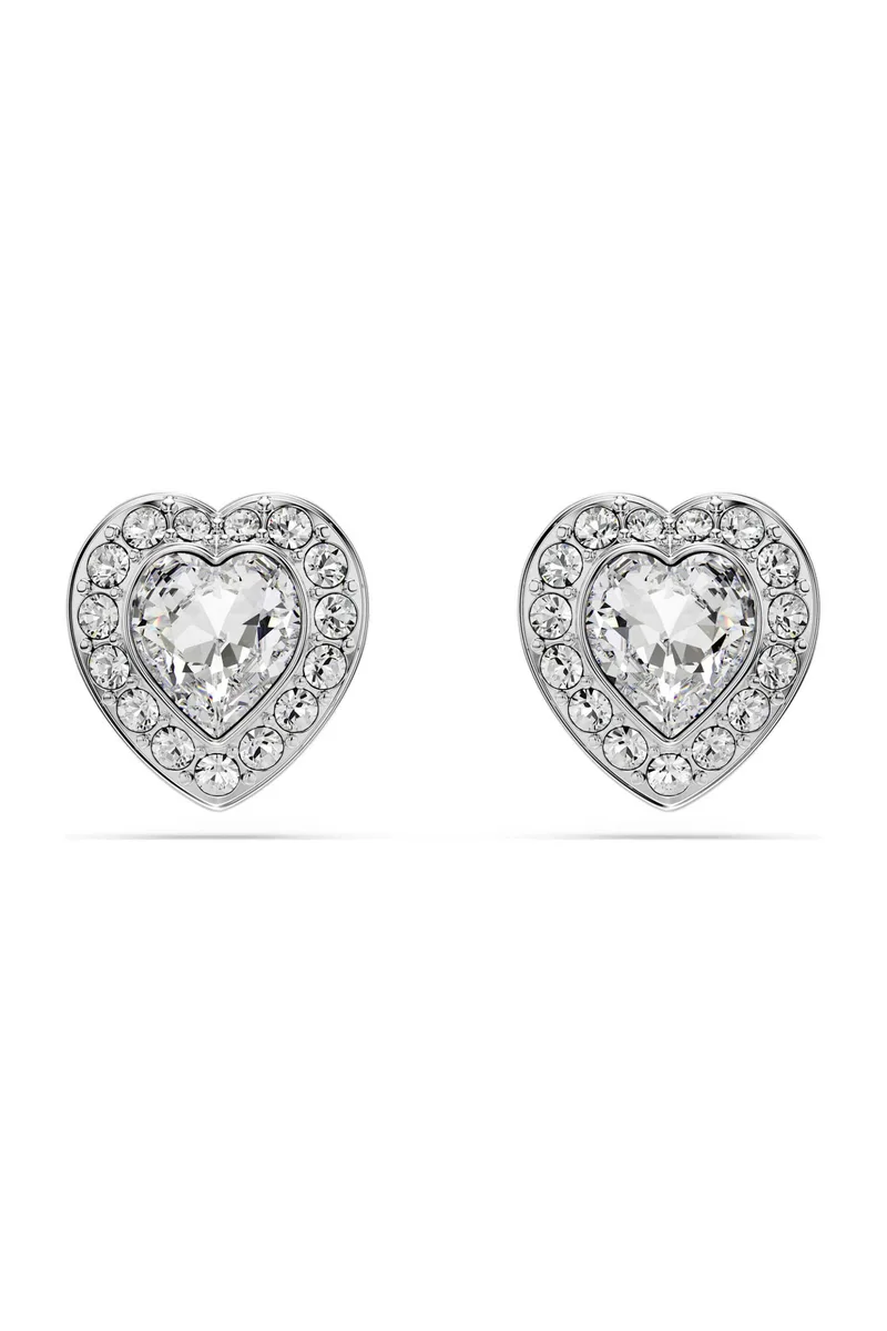 Swarovski γυναικεία σκουλαρίκια με καραφάκι μείξη κοπών, καρδιά, λευκά, επιμετάλλωση ροδίου "Ariana Grande x Swarovski" - 5720859
