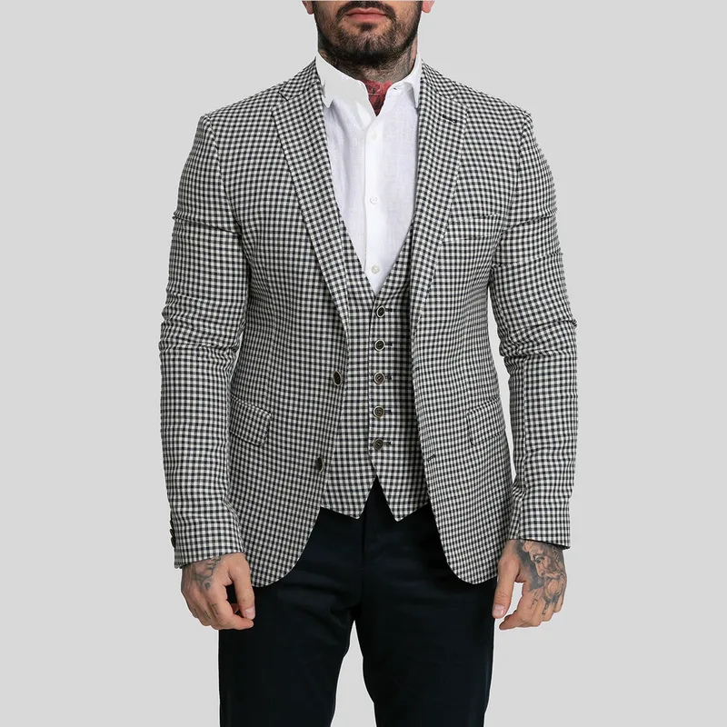 SARTORIA MONK Ανδρικό Γκρι Classic Check Blazer