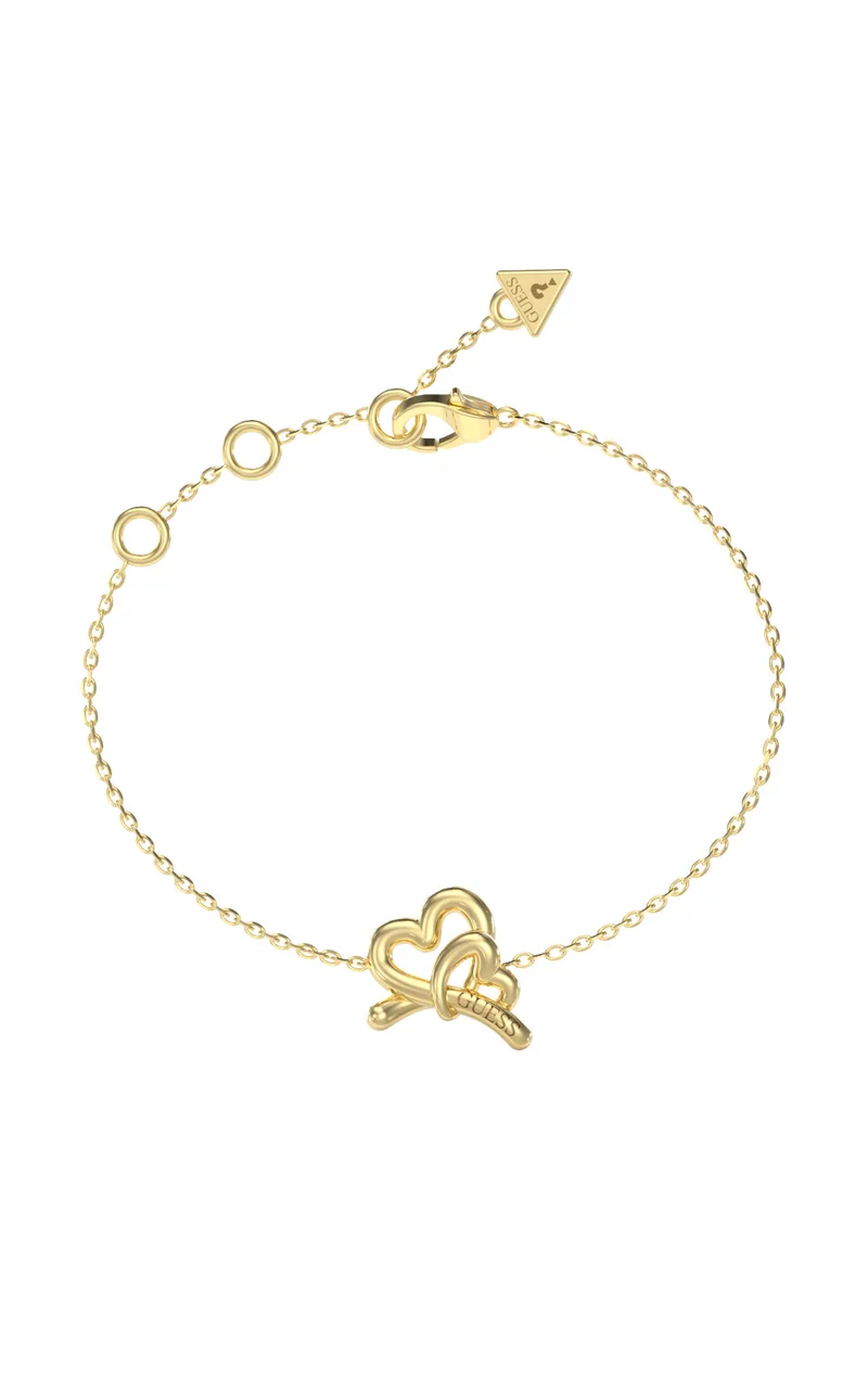 GUESS STEEL LOVE BITES JUBB06057JWYGL Βραχιόλι Χρυσό Με Καρδιές