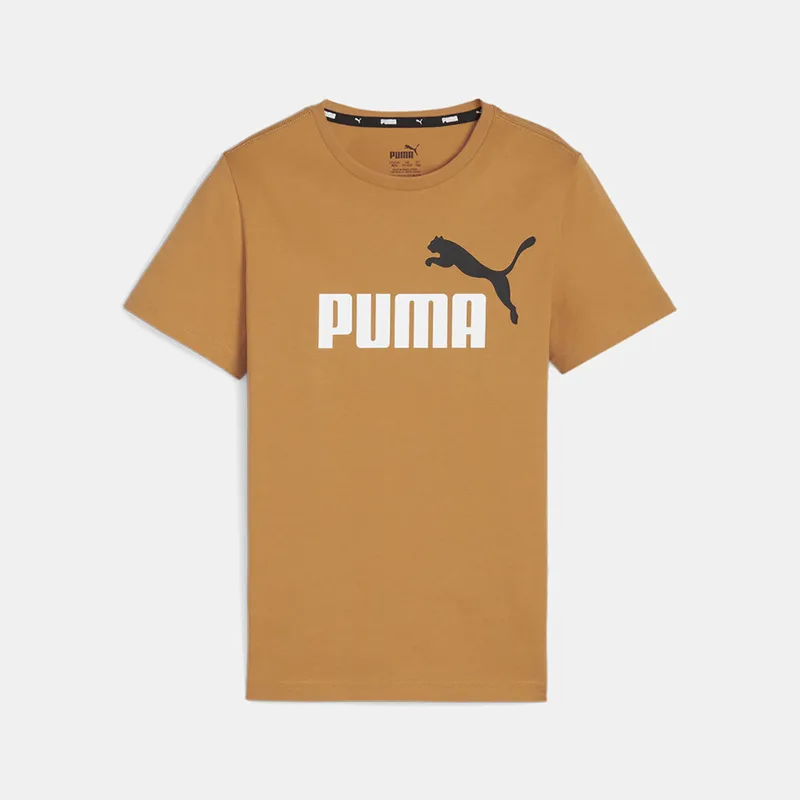 BOY'S PUMA ESSENTIALS+ TWO-TONE LOGO T-SHIRT ΚΑΦΕ