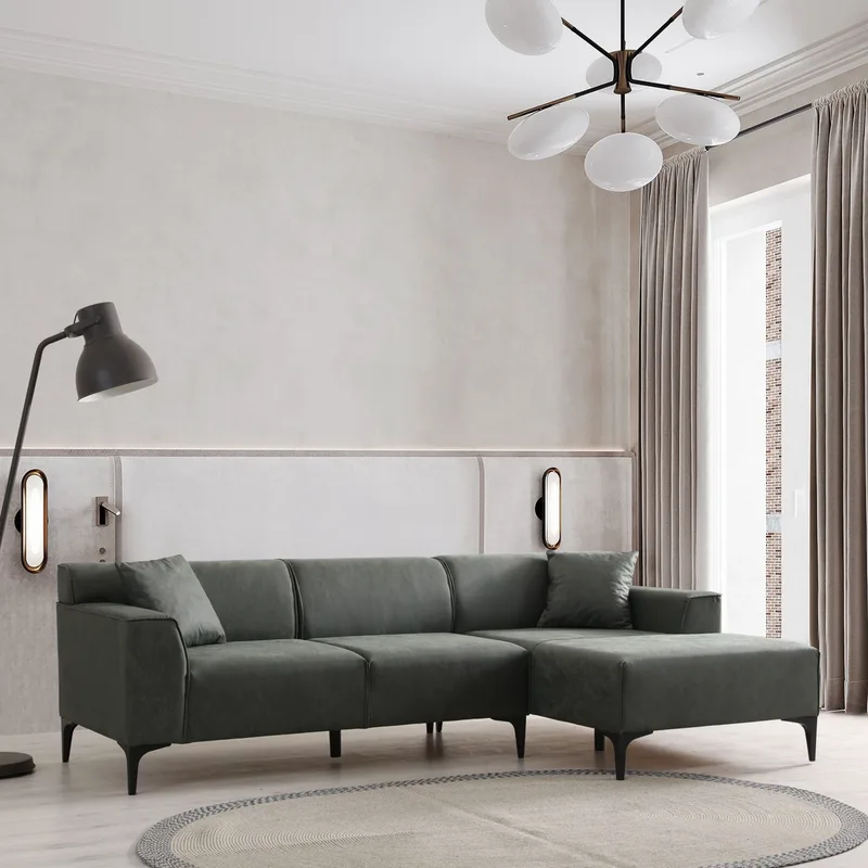 Γωνιακός Καναπές New Petra R Corner - Green 560Are5152 (250x69x145)