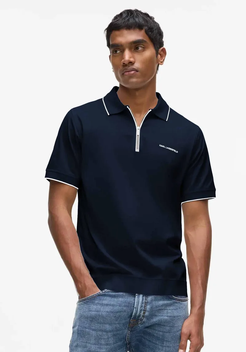 Karl Lagerfeld Polo Μπλούζα Zip Polo - 745003 562200 690 Blue