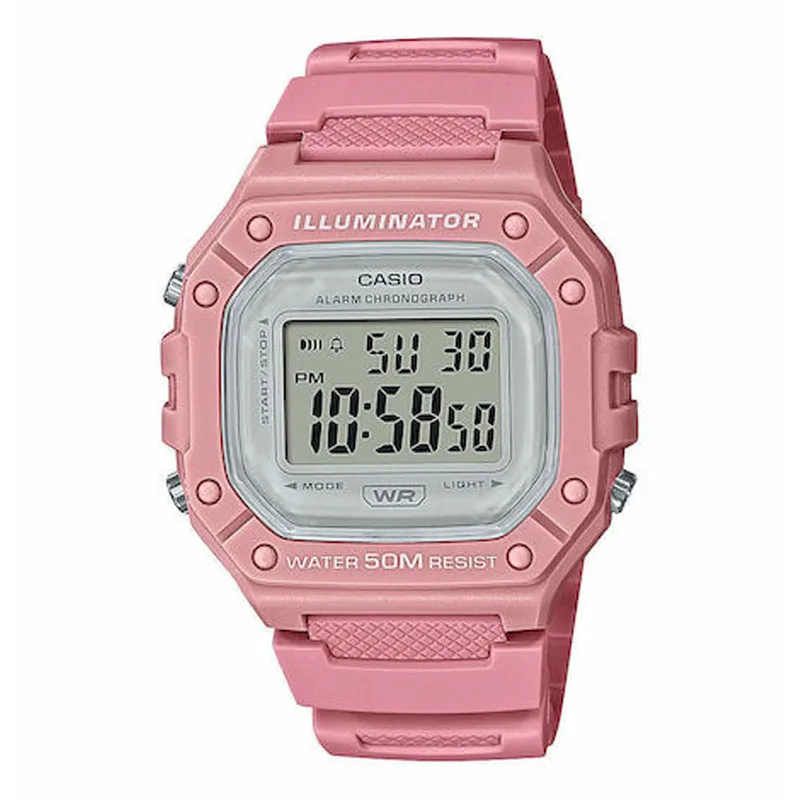 CASIO Collection Chronograph Fuchsia Rubber Strap W-218HC-4AVEF