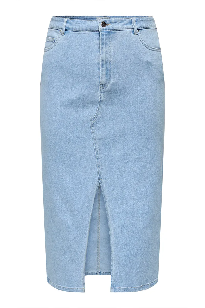 Jean φούστα με άνοιγμα σε denim light blue χρώμα