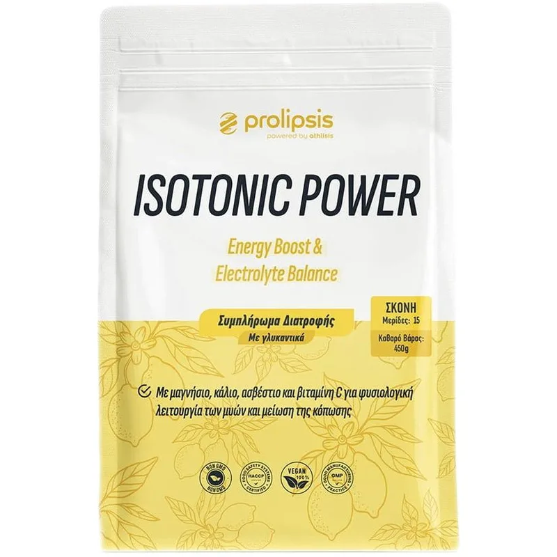 Prolipsis Isotonic Power Energy Boost & Electrolyte Balance Συμπλήρωμα Διατροφής με Μαγνήσιο, Κάλιο, Ασβέστιο & Βιταμίνη C για Φυσιολογική Λειτουργία των Μυών & Μείωση της Κόπωσης 450g