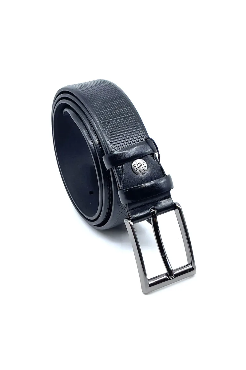 Legend Accessories Δερμάτινη Ζώνη - Μαύρο - L-204