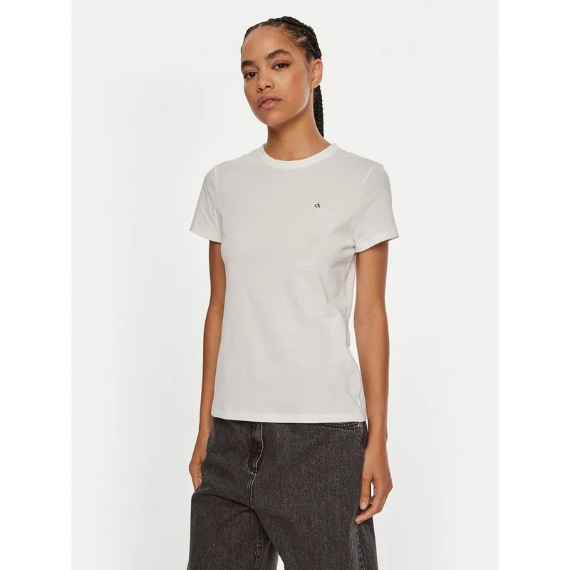 Calvin Klein T-Shirt Emb Graphic K20K208061 Λευκό Slim Fit