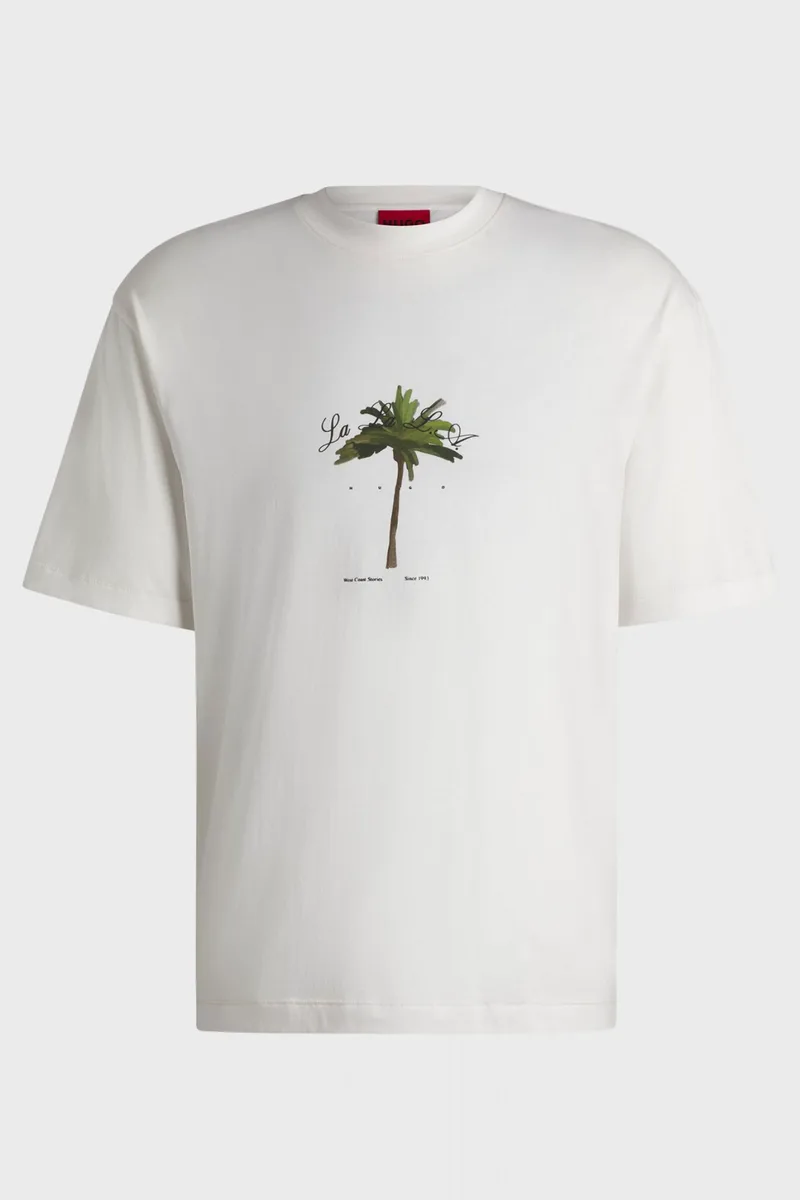 HUGO T-SHIRT DUWOM LOGO ΕΚΡΟΥ