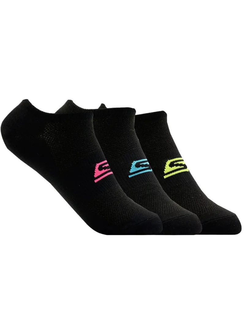 Skechers 3pk Womens Microfiber Non Terry No Show S101720BLK