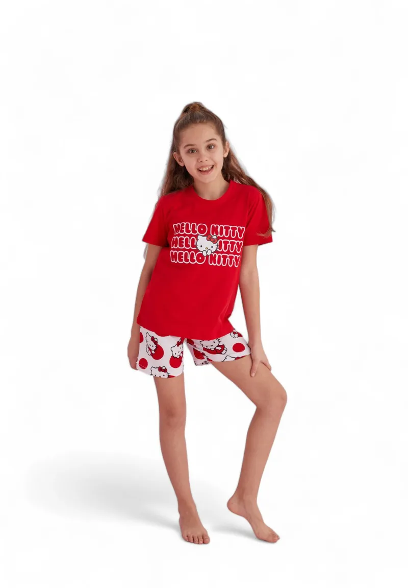 Πιτζάμα παιδική με σορτσάκι Hello Kitty Playful HK110K-Κόκκινο