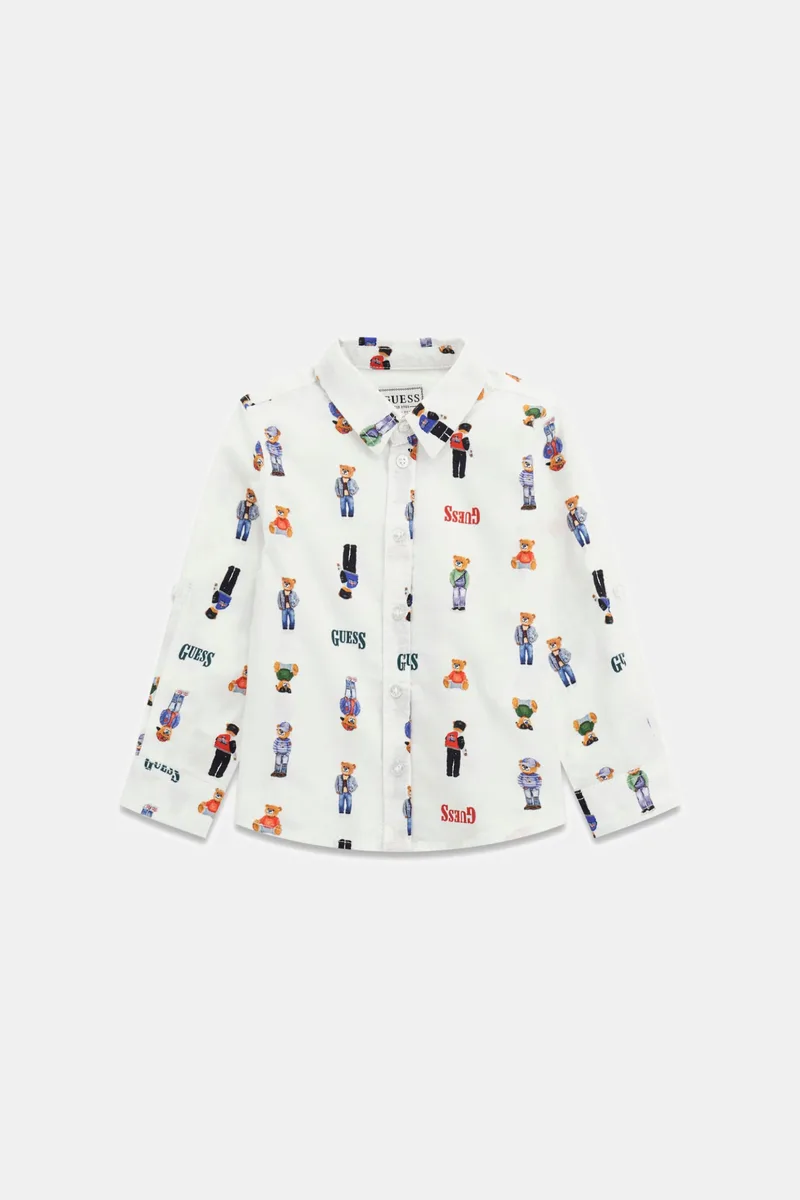 Guess παιδικό πουκάμισο με all-over bear print - N6RH05W9CL1 Λευκό