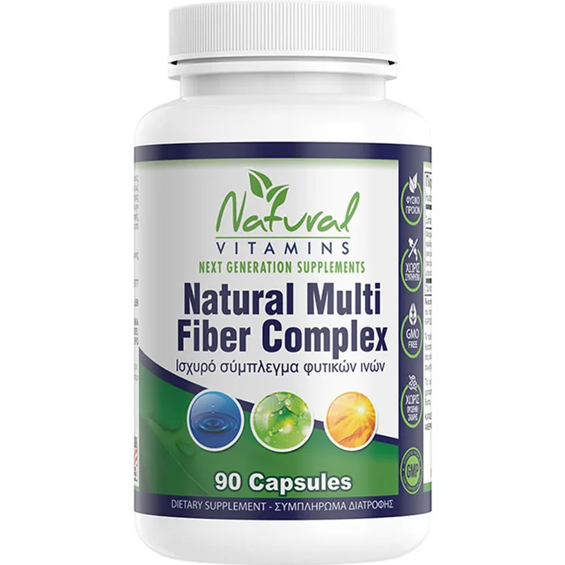 Natural Vitamins Multi Fiber Complex Συμπλήρωμα Διατροφής Προβιοτικών Φυτικών Ινών για την Αντιμετώπιση της Δυσκοιλιότητας, Πεπτικών Διαταραχών & Έλεγχο της Όρεξης 90caps