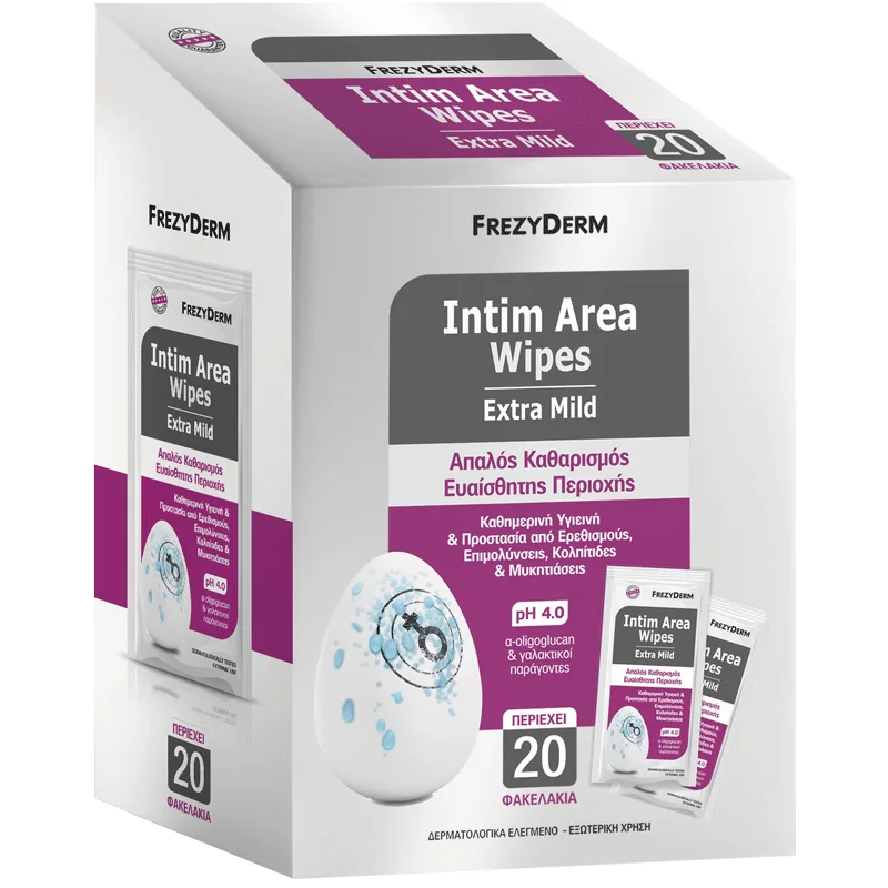 Frezyderm Intim Area Wipes Extra Mild Μαντηλάκια Καθαρισμού για την Ευαίσθητη Περιοχή 20 Τεμάχια