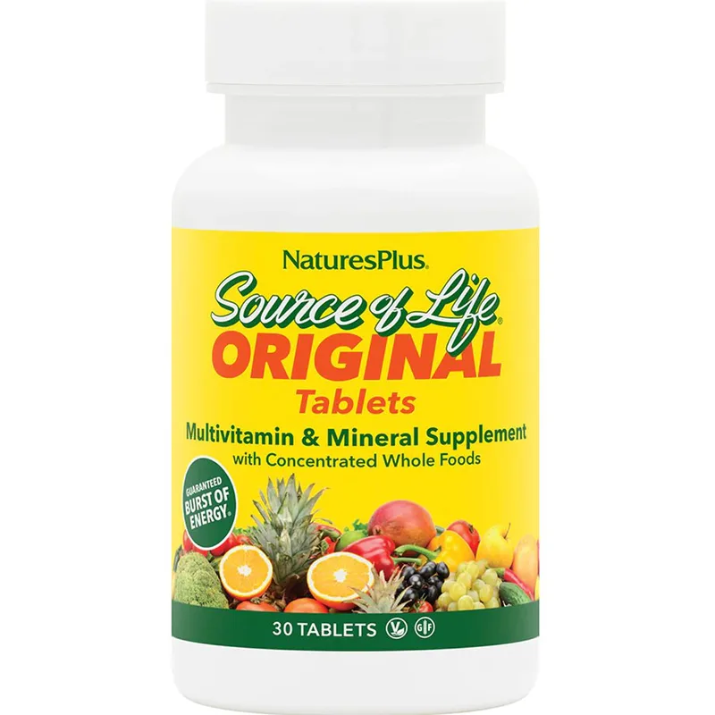 Natures Plus Source of Life Multi-Vitamin & Mineral Original Συμπλήρωμα Διατροφής Πολυβιταμινών, Μετάλλων, Ιχνοστοιχείων για Ενέργεια, Τόνωση Ενίσχυση του Ανοσοποιητικού & Πνευματική Ευεξία 30tabs