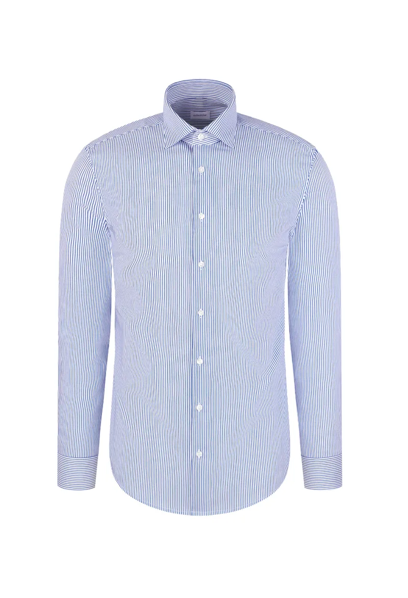ΑΝΔΡΙΚΟ ΜΑΚΡΥΜΑΝΙΚΟ ΠΟΥΚΑΜΙΣΟ NEW KENT 98 SEIDENSTICKER SLIM FIT ΜΠΛΕ