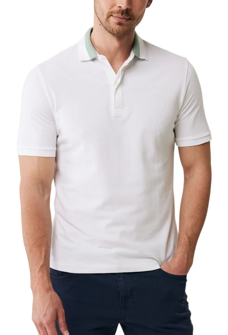 Μπλούζα Polo Mexx Polo with colorblock collar SS MF007104241M-White Ανδρικό