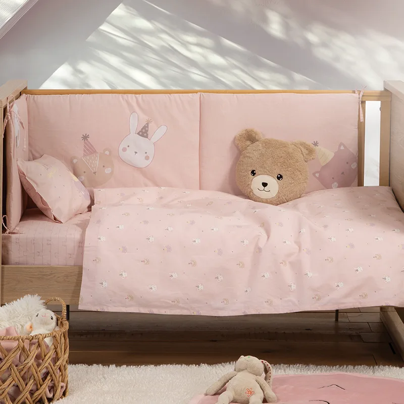 Σεντόνια Κούνιας (Σετ) 120X170 Nef Nef Special Party Ροζ Χωρίς Λάστιχο (120x170)