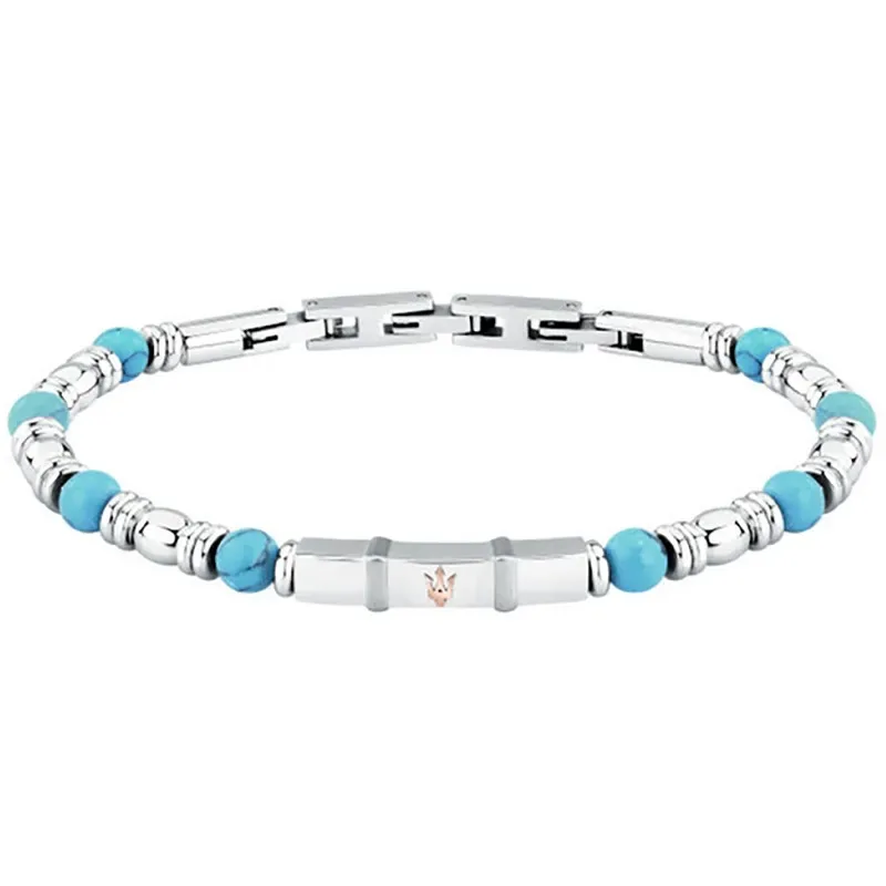Βραχιόλι ανδρικό Maserati με τιρκουάζ πέτρες Stainless Steel JM324AVD44 JM324AVD44 Ατσάλι