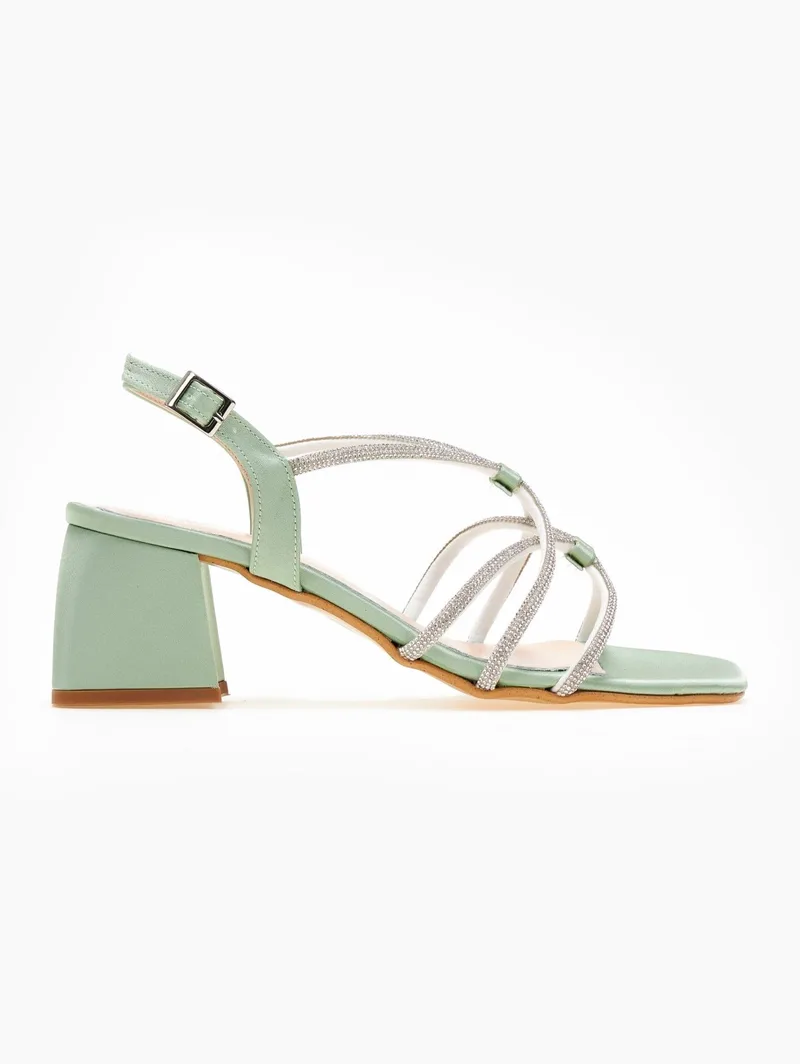 TFP Satin Sandals with Rhinestones - 1500 - Aqua
