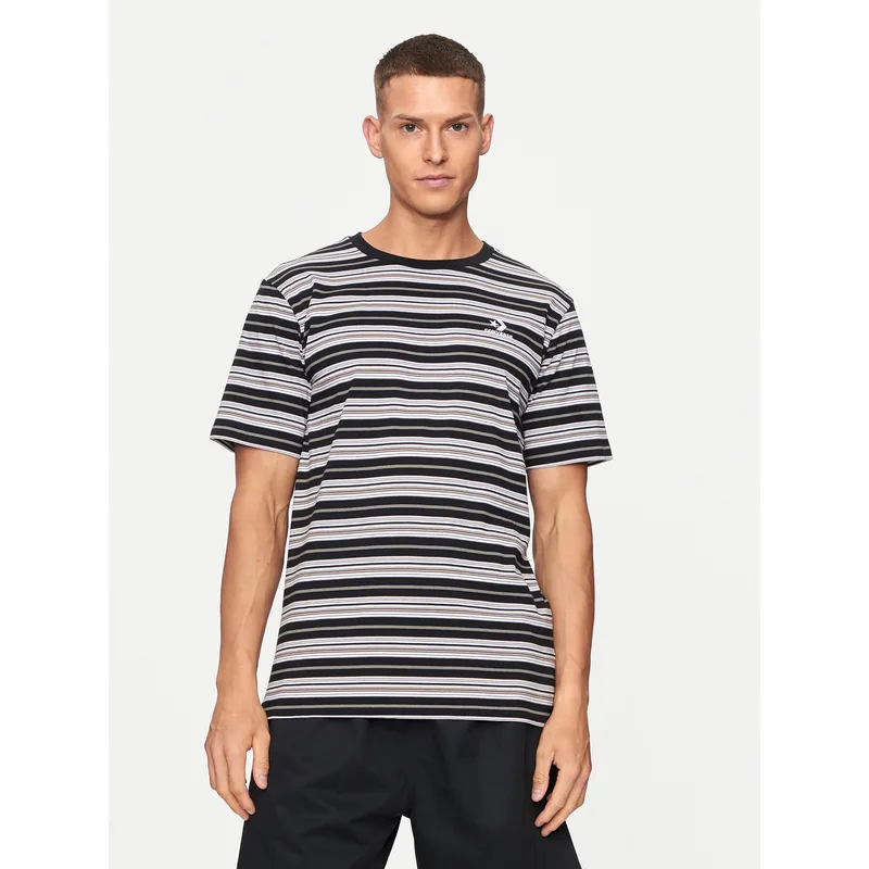 Converse T-Shirt M Loose Fit Striped Tee 10027159-A01 Μαύρο Loose Fit