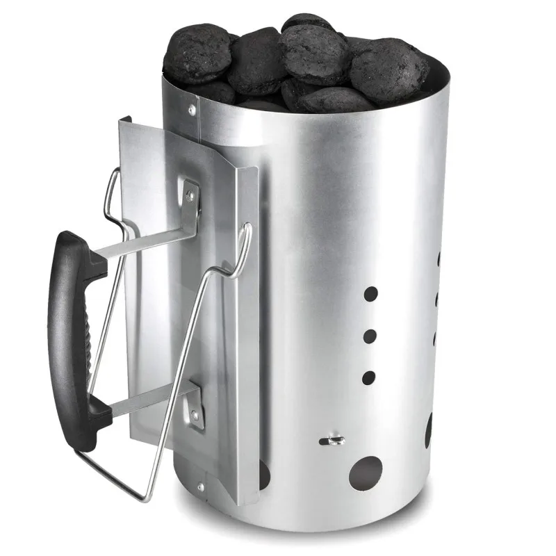 Συσκευή ανάφλεξης μπάρμπεκιου Master Grill & Party MG118, Κατάλληλη για κάρβουνα και μπρικέτες, Θερμομονωμένη λαβή, Ατσάλι, Ασημί