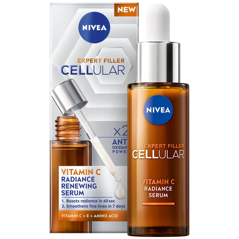Nivea Expert Filler Cellular Vitamin C Radiance Renewing Serum Αναζωογονητικός Ορός με Βιταμίνη C για Λάμψη με Αντιγηραντικές Ιδιότητες 30ml