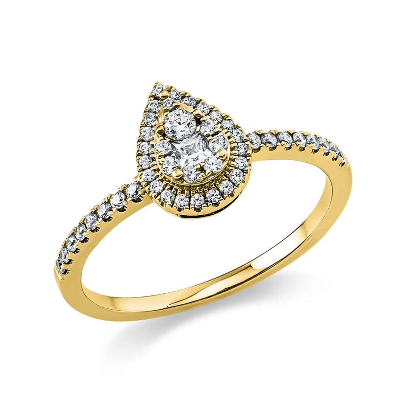 Diamond Group Μονόπετρο Δαχτυλίδι με Διαμάντια Brilliant από Κίτρινο Χρυσό 14 Καρατίων DDX731