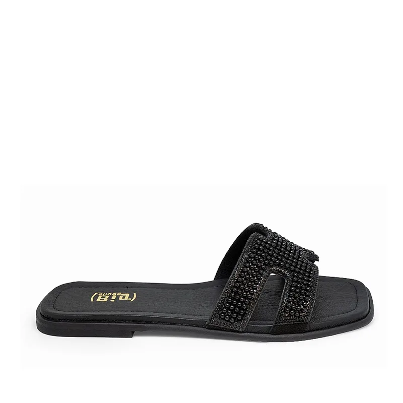 Bigshoes GA0210-01 Δερμάτινη Παντόφλα Μαύρο