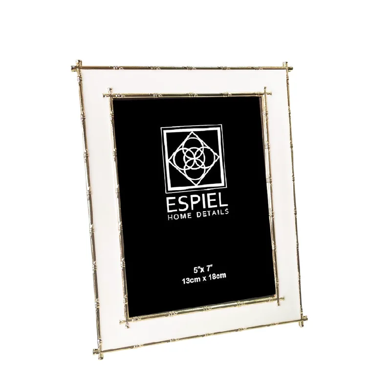 Κορνίζα Μεταλλική Χρυσή-Λευκή ESPIEL 13x18εκ. FAM761 (Υλικό: Μεταλλικό, Χρώμα: Λευκό) - ESPIEL - FAM761