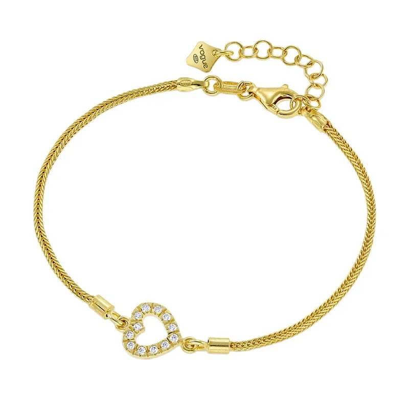 Επίχρυσο βραχιόλι Vogue 925 με πετράτη καρδιά 0816311 0816311 Ασήμι