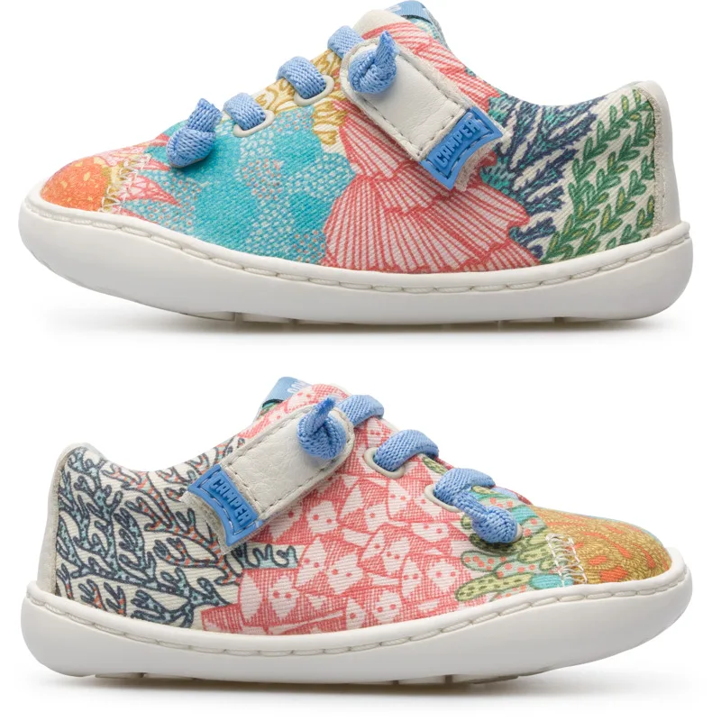 CAMPER Twins - Smart casual παπουτσια Για Firstwalkers - Ροζ,Μπλε,Κίτρινο, Μέγεθος 21, Cotton fabric/Smooth leather