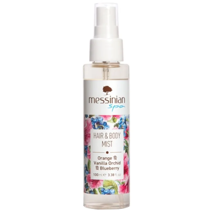 Messinian Spa Πορτοκαλί, Vanilla, Orchid & Blueberry Hair & Body Mist Ενυδατικό Mist Μαλλιών & Σώματος με Άρωμα Πορτοκάλι, Βανίλια, Ορχιδέα & Μύρτιλο 100ml