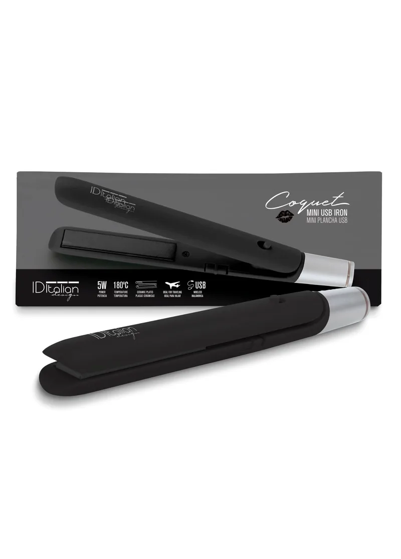 PostQuam & More Professional - MINI HAIR STRAIGHTENER USB COQUET BLACK ITALIAN DESIGN