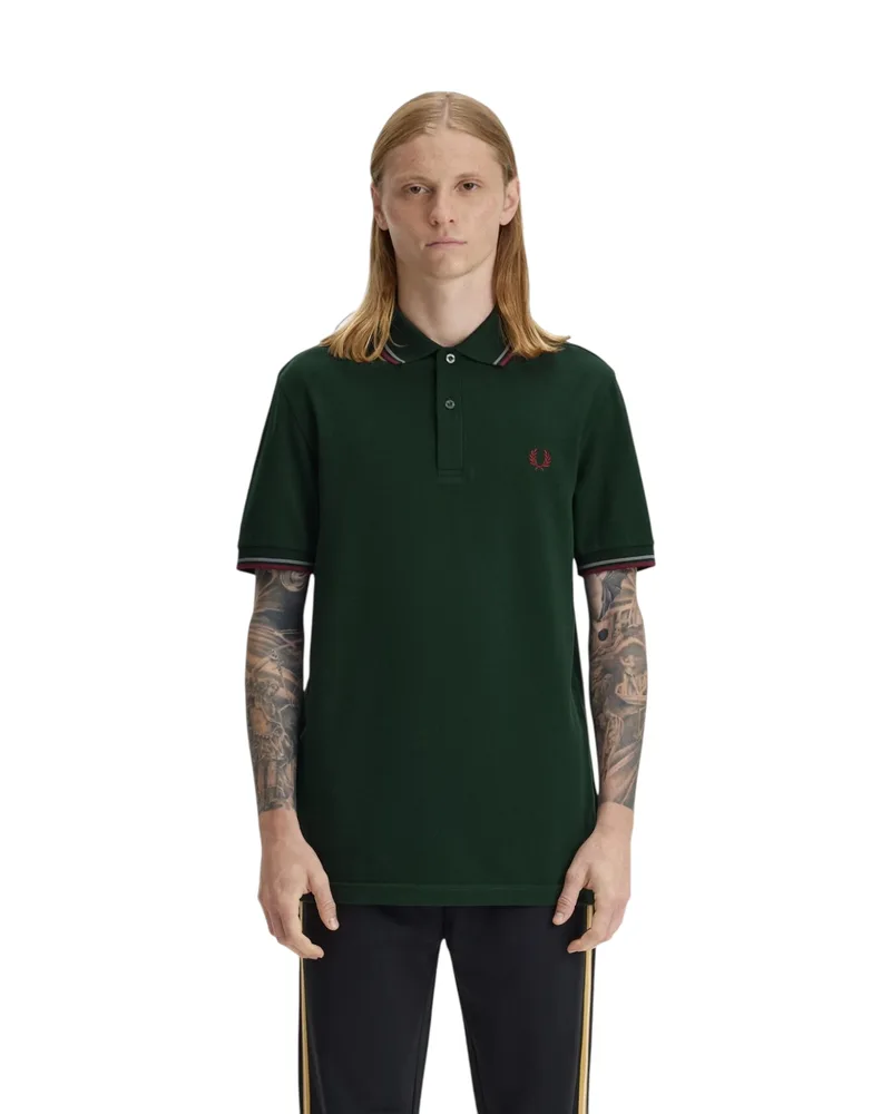 Fred Perry Ανδρική Μπλούζα Twin Tipped Polo M3600-85A Πράσινο