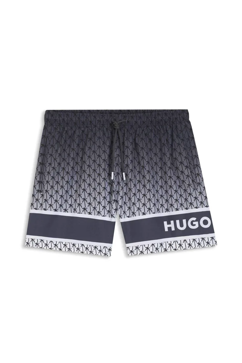 Hugo Boss ανδρικό μαγιό με all-over print και ελαστική μέση "Palms" - 50561097 Γκρι