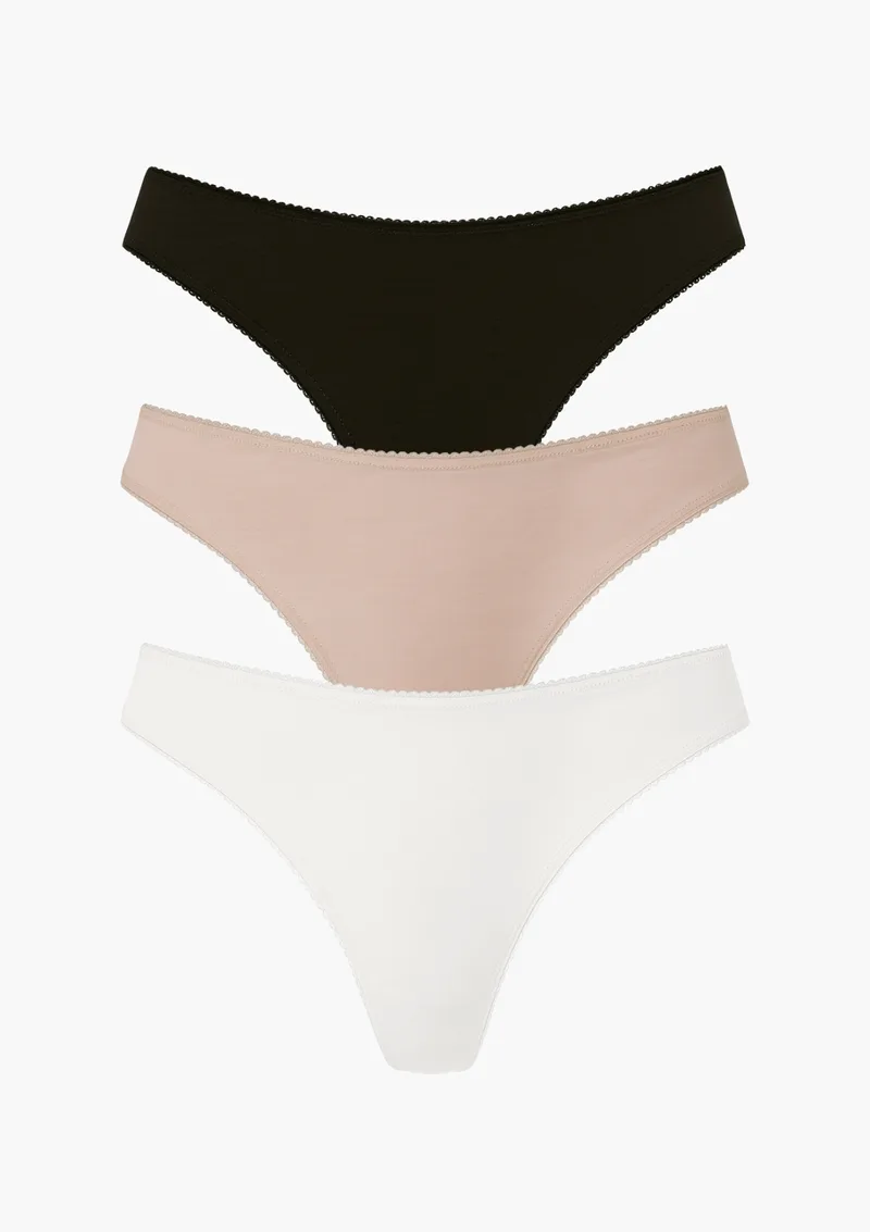 Βαμβακερά Brazilian Σλιπ (3τμχ) Nude - Πολύχρωμο