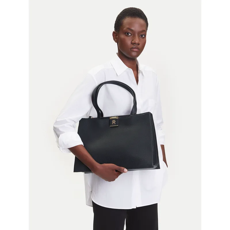 Τσάντα Tommy Hilfiger Th Her Tote AW0AW17191 Μαύρο