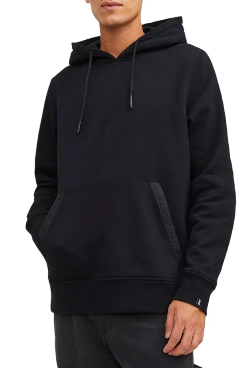 Μπλούζα Μακρυμάνικη Jack & Jones Jcoreact Sweat Hood 12242176-BLACK Ανδρικό