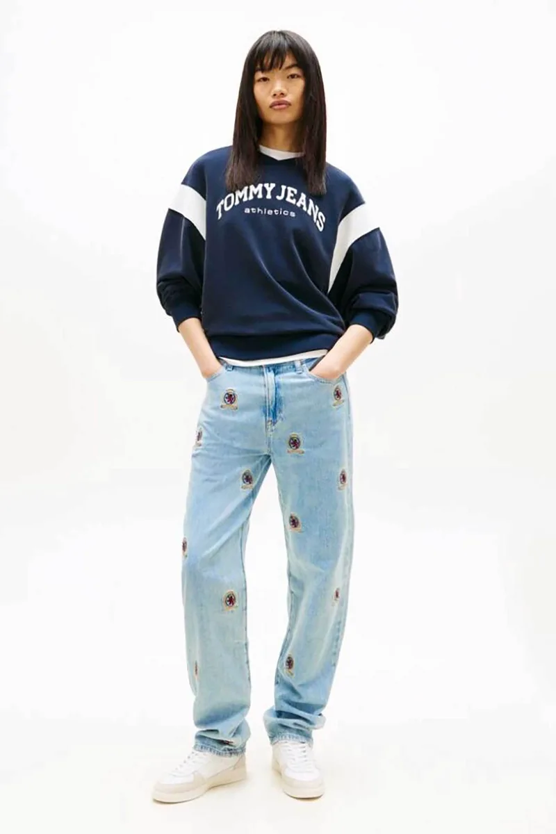 Tommy Jeans γυναικείο τζιν παντελόνι με κέντημα - DW0DW22680 Denim Blue Ανοιχτό