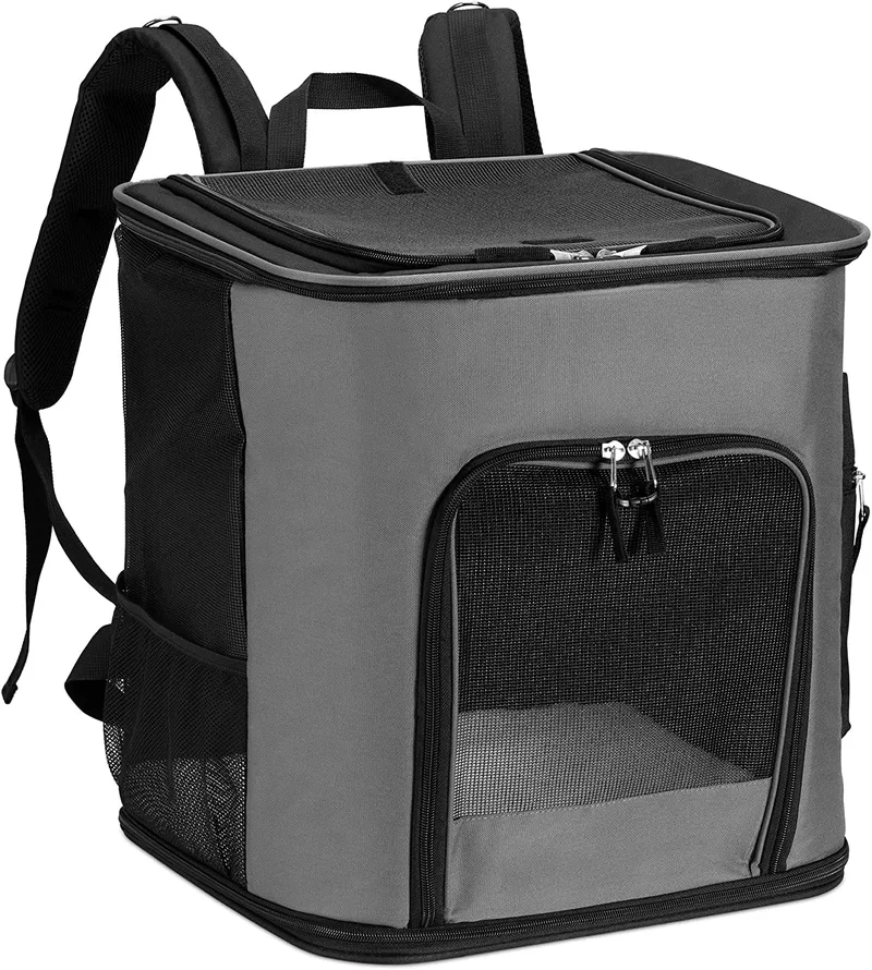 Navaris Pet Carrier Backpack - Αναδιπλούμενο Σακίδιο Μεταφοράς για Κατοικίδια - 41 x 35 x 43 cm - Dark Grey (47550.19)