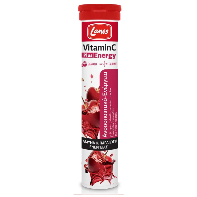 Lanes Vitamin C 500mg Plus Energy Συμπλήρωμα Διατροφής για Ενίσχυση Ανοσοποιητικού & Ενέργεια με Γεύση Κεράσι 20Effer.Tabs