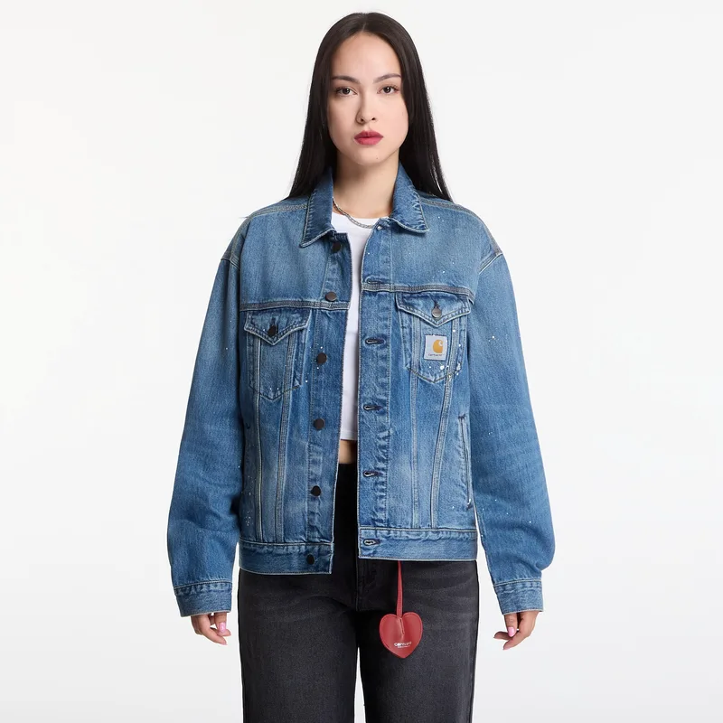 Μπουφάν Carhartt WIP Helston Jacket UNISEX Blue Destroy Wash, Splatter XXL
