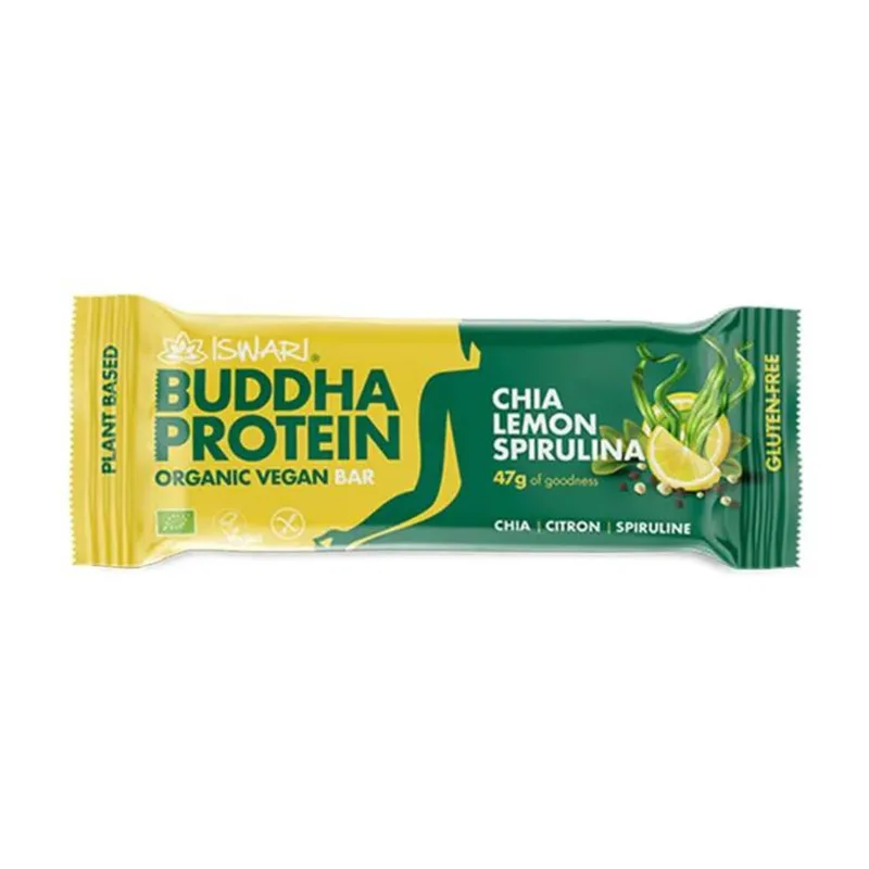 Iswari Buddha Energy Bar Protein, Chia, Lemon & Spirulina Organic 47g